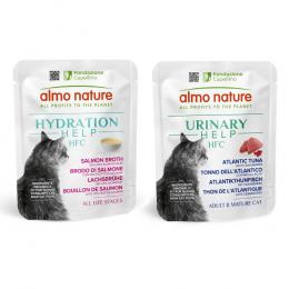 6 x 50 g Almo Nature HFC Hydration Help + 6 x 50 g Urinary Help zum Sonderpreis! - Lachsbrühe mit Lachsfilet + Atlatikthunfisch mit Cranberrys