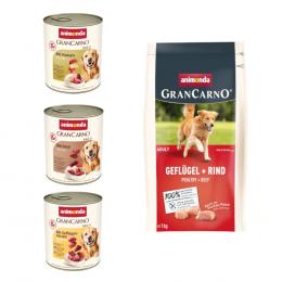 6 x 800 g animonda GranCarno Original Adult + 1 kg Trockenfutter mit Geflügel & Rind gratis! - Deftige Variation (3 Sorten)