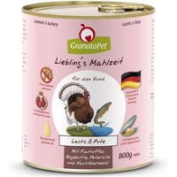 6 x 800 g | GranataPet | Lachs & Pute Liebling's Mahlzeit | Nassfutter | Hund