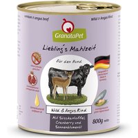 6 x 800 g | GranataPet | Wild & Angus Rind, Süßkartoffel, Cranberries, Sonnenblumenöl Liebling's Mahlzeit | Nassfutter | Hund