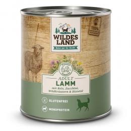6 x 800 g | Wildes Land | Lamm mit Reis, Zucchini, Wildkräutern und Distelöl Classic Adult | Nassfutter | Hund