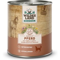 6 x 800 g | Wildes Land | Pferd mit Süßkartoffeln, Wildkräutern und Distelöl Classic Adult | Nassfutter | Hund