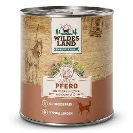 6 x 800 g | Wildes Land | Pferd mit Süßkartoffeln, Wildkräutern und Distelöl Classic Adult | Nassfutter | Hund