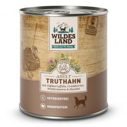 6 x 800 g | Wildes Land | Truthahn mit Süßkartoffel, Cranberries, Wildkräutern und Distelöl Classic Adult | Nassfutter | Hund