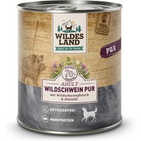 6 x 800 g | Wildes Land | Wildschwein mit Distelöl PUR Adult | Nassfutter | Hund