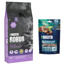 7,5 kg / 12 kg Bozita Robur + 2 x 70 g Meaty Bites mit Rentier & Ente gratis! - 12 kg Adult Active Performance Rentier