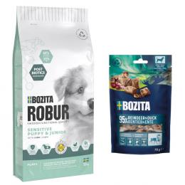 7,5 kg / 12 kg Bozita Robur + 2 x 70 g Meaty Bites mit Rentier & Ente gratis! - 12 kg Sensitive Grain Free Puppy Lamm