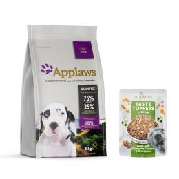 7,5 kg / 15 kg Applaws + 85 g Taste Topper in Soße mit Lamm gratis! - 15 kg Puppy Huhn Große Rassen
