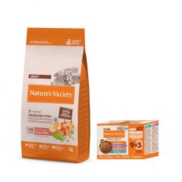 7 kg Nature's Variety + 12 x 85 g Bites in Soße Adult Mixpaket gratis! - No Grain Adult Norwegischer Lachs