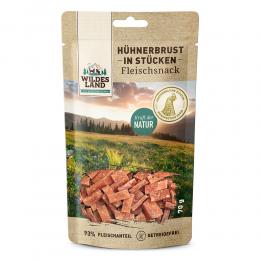 70 g | Wildes Land | Hühnerbrust in Stücken Fleischsnacks | Snack | Hund,Katze