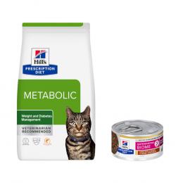 8 kg Hill's Prescription Diet + 8 x 85 g / 12 x 85 g passendes Nassfutter gratis!  - Metabolic Gewichts- & Diabetesmanagement mit Lachs + 8 x 82 g Ragout mit Huhn
