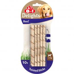 8in1 Hundesnack Delights Beef Twisted Sticks 10 Stück