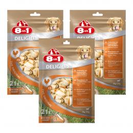 8in1 Hundesnacks Delights Kauknochen Huhn im Beutel 63 Stück XS