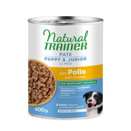 9 + 3 gratis! 12 x 415 g / 400 g Natural Trainer - Pate Medium & Maxi Puppy & Junior Huhn 12 x 400 g