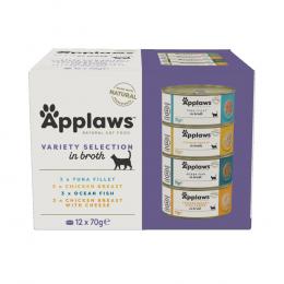 9 + 3 gratis! 12 x 70 g Applaws Adult Dose Mix - Brühe (4 Sorten)