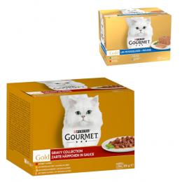 96 x 85 g Jumbopack Gourmet Gold + 24 x 85 g Feine Pastete-Mix gratis! - Zarte Häppchen: Rind, Huhn & Leber, Lachs & Huhn, Truthahn & Ente