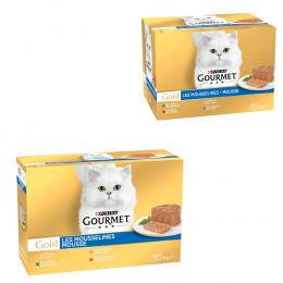 96 x 85 g Jumbopack Gourmet Gold + 24 x 85 g Mousse-Mix gratis! - Feine Pastete Mixpaket: Kaninchen, Huhn, Lachs, Nieren