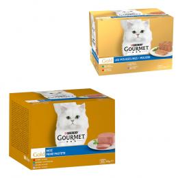 96 x 85 g Jumbopack Gourmet Gold + 24 x 85 g Mousse-Mix gratis! - Feine Pastete: Rind, Kaninchen, Lamm, Kalbfleisch