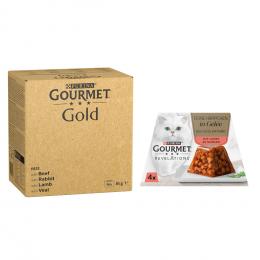 96 x 85 g Jumbopack Gourmet Gold + 4 x 57 g Revelations Fine Cuts gratis! - Feine Pastete: Rind, Kaninchen, Lamm, Kalbfleisch