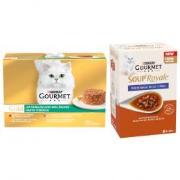 96 x 85 g Jumbopack Gourmet Gold + 48 x 45 g Soup Royale Fischauswahl gratis! -  Raffiniertes Ragout: Rind, Huhn, Lamm, Truthahn mit Gemüse