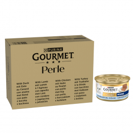 96 x 85 g Jumbopack Gourmet Perle + 24 x 85 g Gold Mousse Meeresfische gratis! - Ente, Lamm, Huhn, Truthahn in Sauce