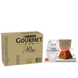 96 x 85 g Jumbopack Gourmet Perle + 4 x 57 g Revelations Fine Cuts gratis! - Forelle, Truthahn, Ente, Wild in Gelee