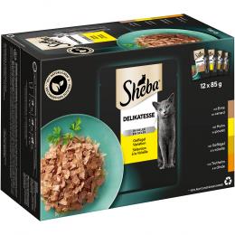 Angebot für 96 x 85 g Sheba Varietäten Frischebeutel zum günstigen Sparpreis! - Delikatesse in Gelee Geflügel Variation - Kategorie Katze / Katzenfutter nass / Sheba / Frischebeutel.  Lieferzeit: 1-2 Tage -  jetzt kaufen.