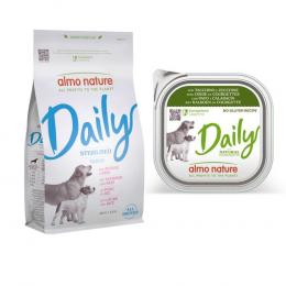 Almo Nature Daily Trockenfutter + 9 x 300 g Ausgewähltes Nassfutter zum Sonderpreis! - 1,2 kg Sterilised all Breeds Schwein & Reis + 9 x 300 g Truthahn und Zucchini