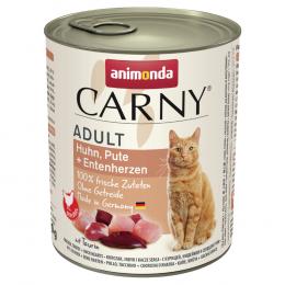 animonda Carny Adult 6 x 800 g - Huhn, Pute & Entenherzen