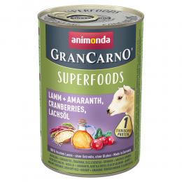 Animonda GranCarno Adult Superfoods 6 x 400 g - Lamm + Amaranth, Cranberries, Lachsöl
