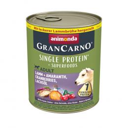 animonda GranCarno Adult Superfoods 6 x 800 g - Lamm + Amaranth, Cranberries, Lachsöl