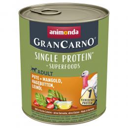 animonda GranCarno Adult Superfoods 6 x 800 g - Pute + Mangold, Hagebutten, Leinöl