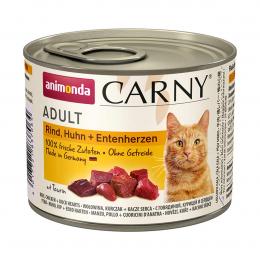 Animonda Katzenfutter Carny Adult Rind, Huhn und Entenherzen 24x200g