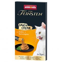 animonda Vom Feinsten Adult Snack-Cream - Sparpaket 24 x 15 g mit Huhn + Katzengras