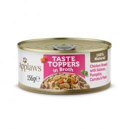 Applaws Taste Toppers in Brühe 6 x 156 g - Huhn mit Lachs, Kürbis, Karotten & Erbsen
