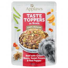 Applaws Taste Toppers Pouch in Brühe 12 x 85 g - Rind mit grünen Bohnen, Süßkartoffel & roter Paprika
