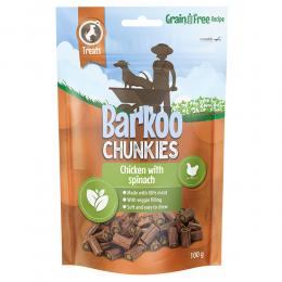 Barkoo Chunkies Gefüllte Sticks - Sparpaket: 3 x 100 g Huhn & Spinat