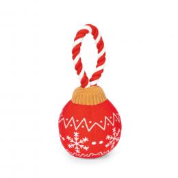 Beeztees Hundespielzeug Weihnachts-Ball Twinkle, rot - L 24 x B 11 x H 11 cm