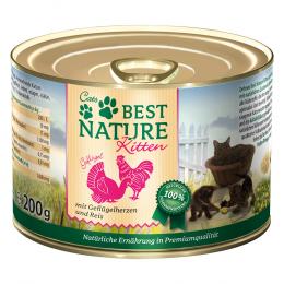 Best Nature Kitten 6 x 200 g - Geflügelherzen & Reis