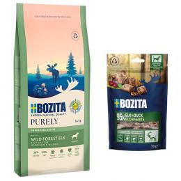 Bozita Dog Purely Grain Free + 2 x 70 g Meaty Bites mit Elch & Ente gratis! - 11 kg Adult Elch