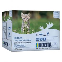 Bozita Häppchen in Soße Kitten im Mixpaket 12 x 85 g - Fleisch- & Fischmenü