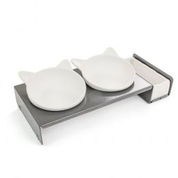 CanadianCat Company Futterbar Cat Diner - Metall: 2 x 250 ml, Ø 15 cm