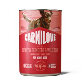Angebot für Carnilove Dog in Paté 6 x 400 g - Truthahn & Rentier & Wildschwein - Kategorie Hundefutter & Zubehör / Hundefutter nass / Carnilove / -.  Lieferzeit: 1-2 Tage -  jetzt kaufen.