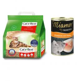 Cat's Best Original Katzenstreu + 135 ml Miamor Trinkfein Vitaldrink gratis! - 10 l (ca. 4,3 kg)