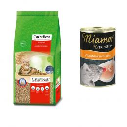 Cat's Best Original Katzenstreu + 135 ml Miamor Trinkfein Vitaldrink gratis! - 40 l (ca. 17,2 kg)
