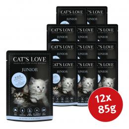 Cat's Love Nassfutter Junior Kalb mit Eierschalen und Lachsöl 12x85g