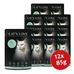 Cat's Love Nassfutter Pute Pur mit Lachsöl und Katzengamander 12x85g