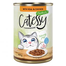 Catessy Häppchen in Sauce oder Gelee 12 x 400 g - mit Kalb und Huhn in Sauce