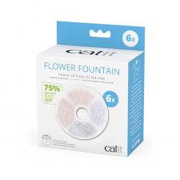Catit 2.0 Flower Fountain -  6er Set TRIPLE ACTION Filter rahmenlos