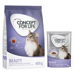 Angebot für Concept for Life Kombi-Paket: 400 g Trockennahrung + 12 x 85 g Nassnahrung in Soße - Beauty Mixpaket - Kategorie Katzenfutter & Zubehör / Katzenfutter trocken / Concept for Life / Concept for Life Mixpakete mit Trocken- und Nassfutter.  Lieferzeit: 1-2 Tage -  jetzt kaufen.